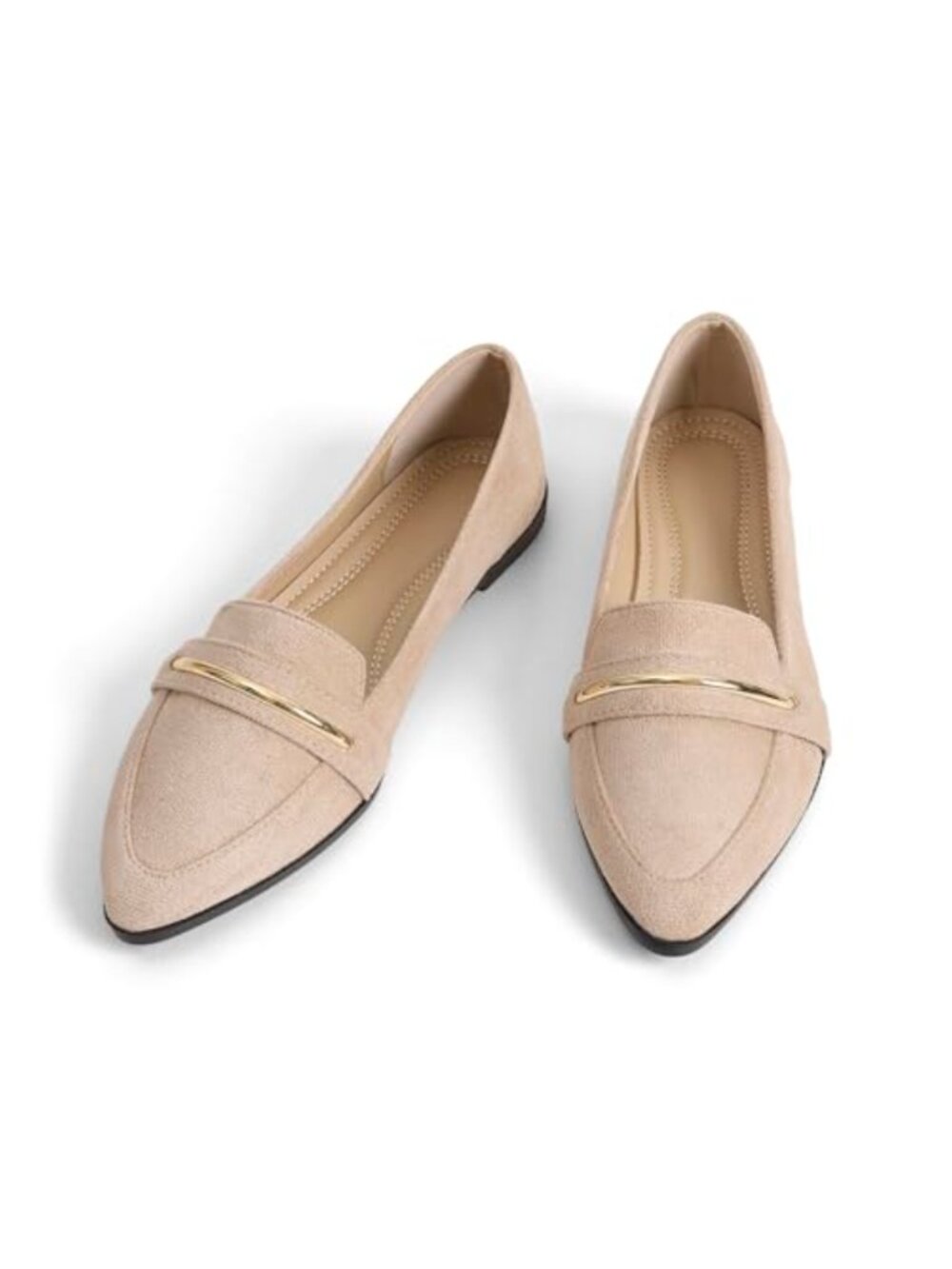 Faux Suede Pointy Toe Penny Loafers Women Slip On Flats Work Office Driving